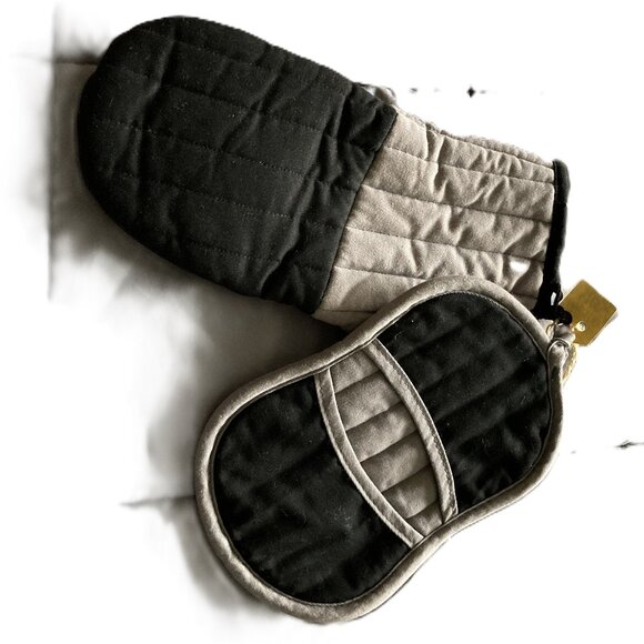 NEW- Thermal Oven mitt and potholder set Black & Gray - Cotton Valley - Picture 1 of 8